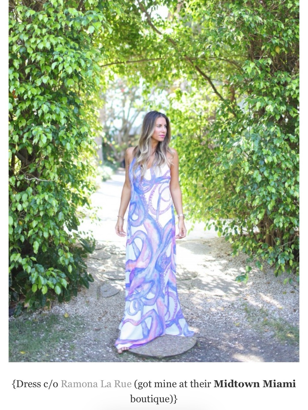 Spectacular Ramona LaRue Maxi Slip Dress with Watercolor Octopus Print